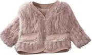 [VINCINEY] Toddler Winter Coat Girls Faux Fur Coat Jacket Long Sleeve Thick Warm Jacket Winter Fleece Coat Cloak for Girls 4 to 13 Year Old