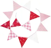 SCARLET RED COTTON BUNTING PARTY DECOR FLAGS PENNANT - 12 Flags **FREE DELIVERY*