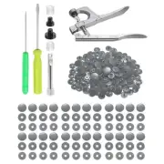 Plastic Snaps Fasteners with Snap Pliers, 100 Set T8 No-Sew Button Kit Grey