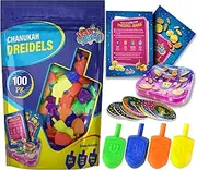 100 Medium Dreidels - Assorted Colors - Classic Chanukah Spinning Draidel Game and Prize - Bulk Value Pack - by Izzy 'n' Dizzy