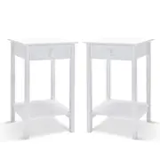 End Side Bedside Table White Nightstand w/ Drawer Modern Living Room Bedroom
