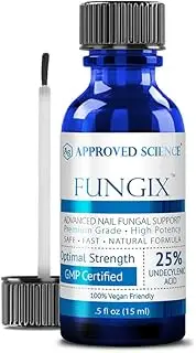 Approved Science Fungix - Nail Fungus Formula - With Tea Tree Oil, 25% Undecylenic Acid, Vitamin E - 1 Bottle, 5 Fl Oz. - All Natural, Vegan Friendly