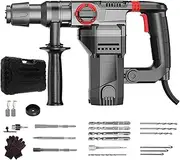 Electric Rotary Hammer Drill, 1200W Concrete Breaker Demolition Hammer with 3 Functions, 800/Min Hammering Times, 360° Rotating Secondary Handle, Rotary Hammer Drill for Brick, Steel, Masonry