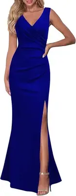 Aidan Mattox Royal Blue Slit Gown - Formal Dresses - Size 2