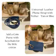 Leather Crossbody Strap | Universal Phone Lanyard Adjustable Strap with Tether