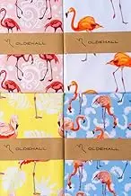 Oldehall Multicolor Variety Pack of Four - Vibrant and Colorful Flamingo Kitchen Towels/Flamingo Tea Towels for Daily Use & Home Decoration Original, Blue, Yellow & Red Designs