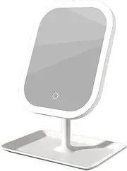 TALOMON LED Makeup Mirror with Touch Screen, Portable, Lighted Vanity Mirror for Home and Office,Magnifying Glass Function (White Zoom Function, Square-Shaped)