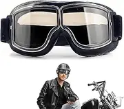 Maple Plentiful Motorcycle Glasses, PU Leather Sunglasses, Motorcycle Helmet Goggles Windproof, Moped Goggles Black, Retro Aviator Goggles Motorcycle Goggles for ATV Bike Motocross Safety Goggles