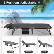 BOZTIY Lounge Chair W/ Cushion 11" x 26.8" Portable Folding Polyester in Black