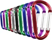 [Jzunhn] 10 PCS Carabiner Keychain Clip, Aluminum D Ring Shape Hook Buckle, Multi-Function Spring Snap Keyring Accessories for Camping, Traveling, Fishing, Dog Leash, Backpack, Outdoor