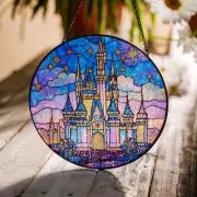 Disneyland Castle Stained Glass Suncatcher, Magic Kingdom Suncatcher Decor