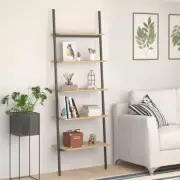 NNEVL 5-Tier Leaning Shelf Light Brown and Black 64x34x185.5 cm
