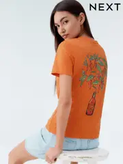 Back Graphic Hot Sauce Essential Pure Cotton Short Sleeve Crew Neck T-Shirt (AM2912) | $15