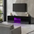 Oikiture Entertainment Unit TV Unit TV Cabinet Stand LED RGB Gloss 130cm Black