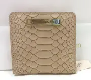 Victoria's Secret Small Foldover Wallet Leather Embossed ID Window Sand