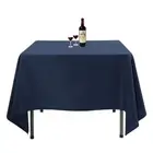 Square Tablecloth 85 x 85 Inch Navy Blue Table Cloth for Square or Round Tabl...