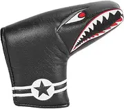 domoi 1Pc Black PU Leather with Embroidery Magnet Golf Blade Putter Cover Golf Club Putter Headcover