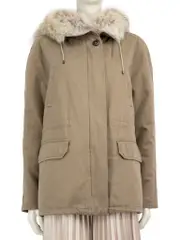 ARMY Yves Salomon Khaki Rabbit Fur Lined Parka Coat