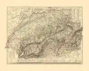 Historic Map - Valais Canton Switzerland - Santini 1794 - 28.75 x 23