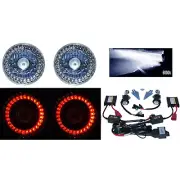 5-3/4 Red LED Halo Angel Eyes Projector Headlight H4 6000K HID Light Bulb Pair (for: Opel)