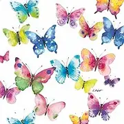 Butterfly Phantasy Cocktail Napkins, 40 Count, Watercolor Design by Carola Pabst