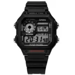 CASIO 卡西歐 電子液晶 計時 防水100米 手錶 黑色 AE-1200WH-1A 40MM