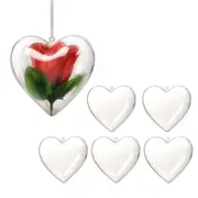 5Pcs Christmas Heart-Shaped Plastic Baubles Fillable Clear Balls Xmas Tree Decor