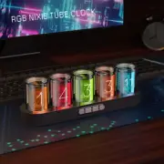 Nixie Tube Clock & RGB LED Lights Vintage Modern Digital Color Modes Desk Table