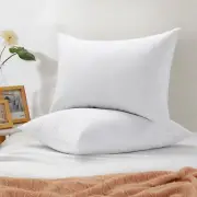2 Pack Quatrefoil Quilted Bed Pillows, White Goose Feather Fill, Cotton Shell
