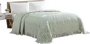 Beatrice Home Fashions Medallion Chenille Bedspread, Full, Sage