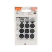 Taskmaster 15mm Black Self Adhesive Screw Caps - 50 Pack