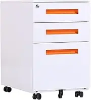 Steel Mobile Filing Cabinet with Lock for Home Office Under Desk Drawer Cabinet, Small and Movable Tableside Iron Cabinet