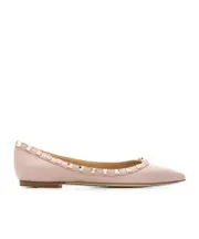 Valentino Garavani Rockstud Pointed Toe Flat Shoes 35,36,37.5,38.5,38,36.5,35.5 Nude