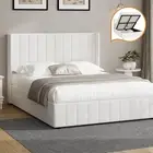 Oikiture Bed Frame Queen Double King Single Gas Lift Base with Storage Boucle