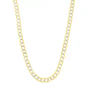 14k 2 Tone Yellow And White Gold Curb Chain Necklace, 3.2mm