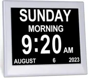 Day Date Time Clock for Seniors Elderly Digital Calendar Dementia 8"-1, White