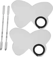 OFFIGAM 2 Sets Stainless Steel Palette Cream Makeup Pallets for Women Nail Polish Mixing Plate Make up Artist Essentials Foundation Palette Makeup Tool Stainless Steel Mixing Tray Silver