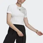 ADIDAS 上衣 女款 短袖上衣 運動 短版 三葉草 國際碼 CROP TOP 白 GN2803