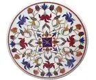 Carnelian Stone Inlay Work Coffee Table Top Marble Lawn Table with Royal Look