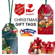 20pcs Christmas Paper Gift Tags with String Foil Hanging Label Xmas Wrapping Tag