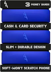 [44] Rubber Money Bands for Cash (3), Wallet Money Clip Alternative, Royal Blue