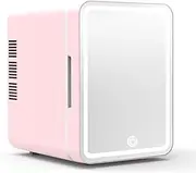 Mini Beauty Refrigerator, Small Car Refrigerator, 12v Portable Mirror with Light Car Fridge, 100～240v / 18-22w Refrigerator for Office Bedroom Van Rv Camper Travel,Pink-Australia