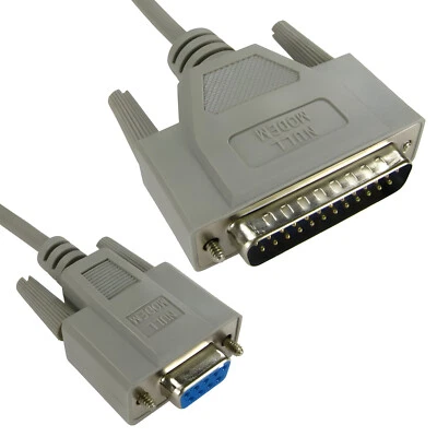 Db9 Female to Db25 Male Null Modem Cable 2m 9 pin to 25 pin