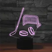 Ice Hockey Shape 3D Colorful LED Vision Light Table Lamp, Charging Touch Version