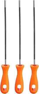 uxcell 3pcs Chainsaw File 11/64"(4.5mm) Chrome Steel Double Cut Round Rasp with Plastic Handle for Chain Saw Polishing