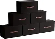 6 Pack Collapsible Storage Bins With Lid Foldable Linen Fabric Shelf Storage Basket Closet Organizer