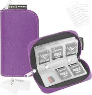 Eco-Fused Memory Card Case - Fits up to 22x SD, SDHC, Micro SD, Mini SD and 4X CF - Holder with 22 Slots (Purple)