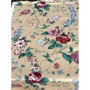Vintage Jay Yang Fabric Floral Vines Raleigh Sepia Home Decor Cotton Chintz BTY