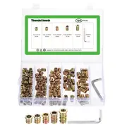 130Pcs 5 Sizes Zinc Alloy Hex Drive Screw-in Threaded Inserts Assortment Kit