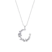 Silver plating Shine Moon Pendant Necklace Irregular Crescent Temperament Women Jewelry Gift
